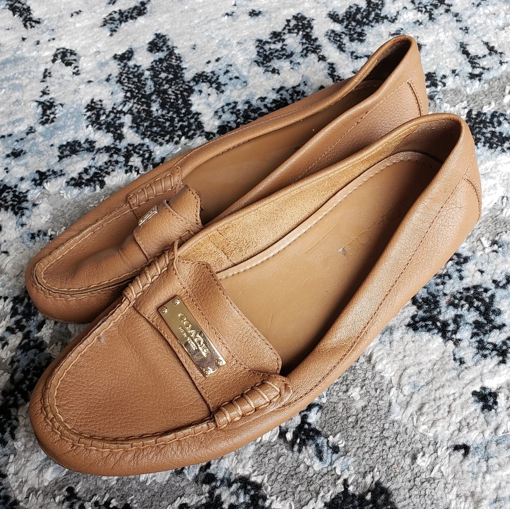 COACH Tan Leather Penny Loafers for Women